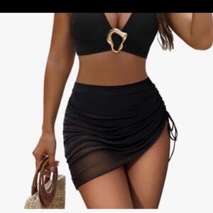 NWOT BMJL Retro High Waisted Bikini Swim Skirt Tummy Control Size S